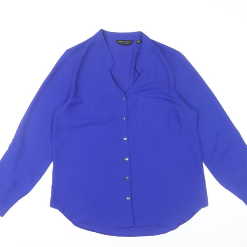 Dorothy Perkins Women's Blue Size 12 Button-Up Long Sleeve Shirt