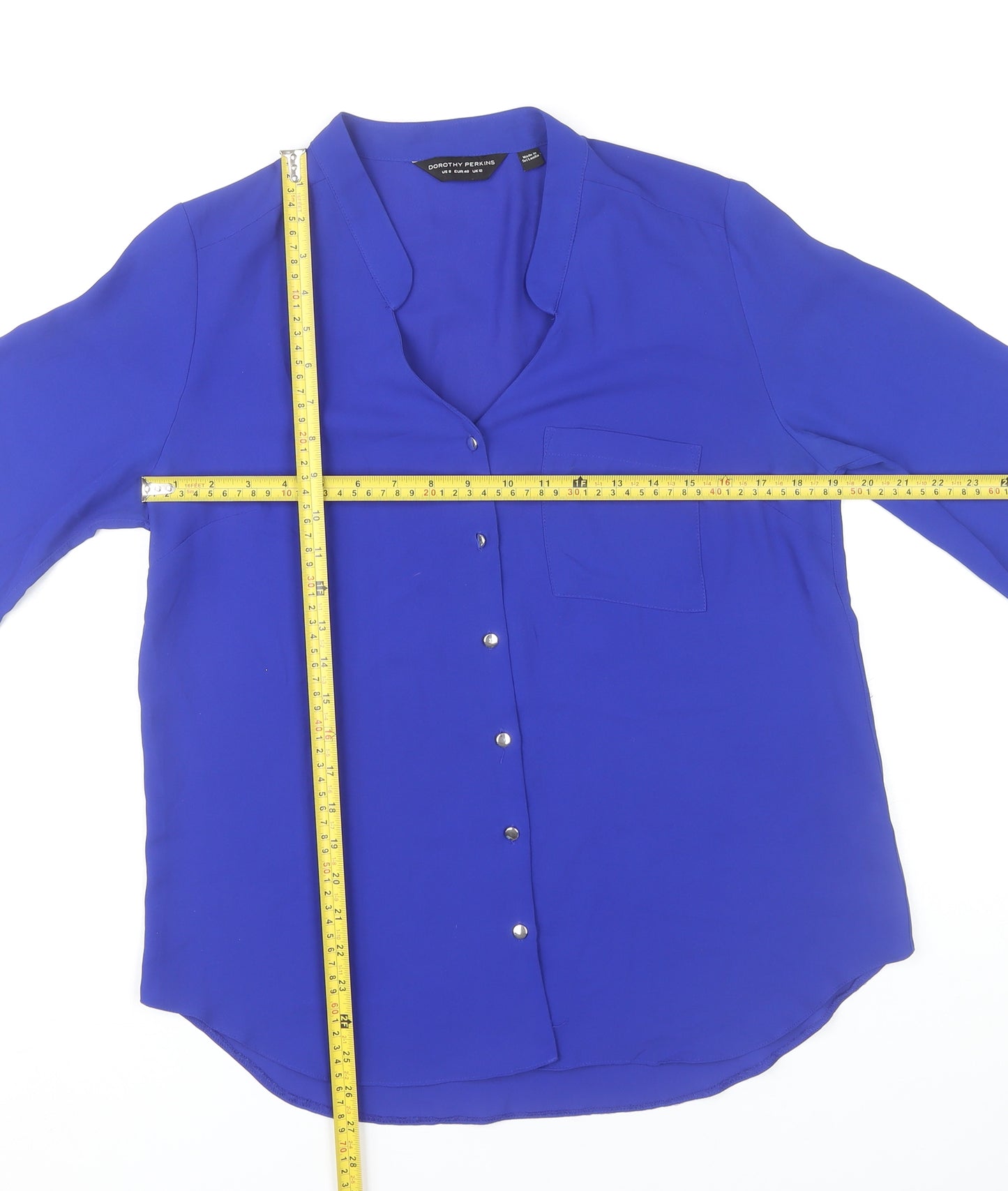 Dorothy Perkins Women's Blue Size 12 Button-Up Long Sleeve Shirt