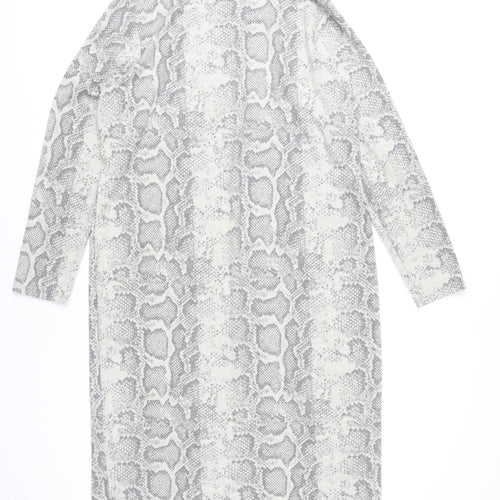 M&Co Women’s Grey Animal Print Shift Dress Size 18 Long Sleeve