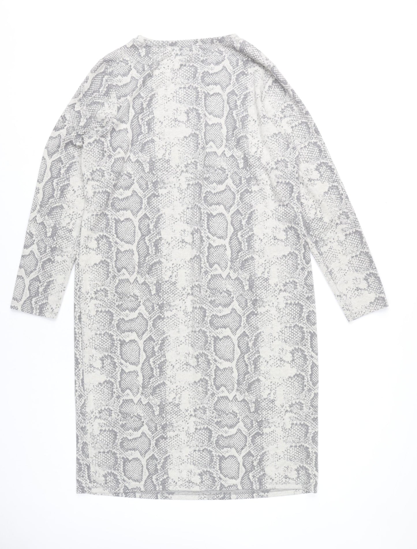 M&Co Women’s Grey Animal Print Shift Dress Size 18 Long Sleeve