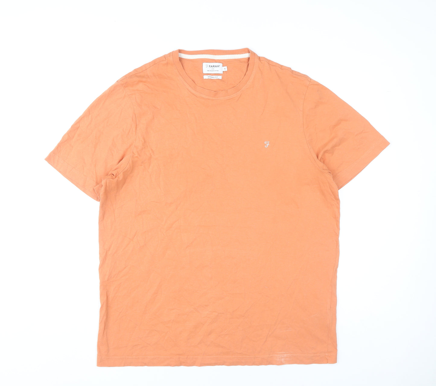 Farah Men’s Orange XL Organic Cotton Modern Fit T-Shirt