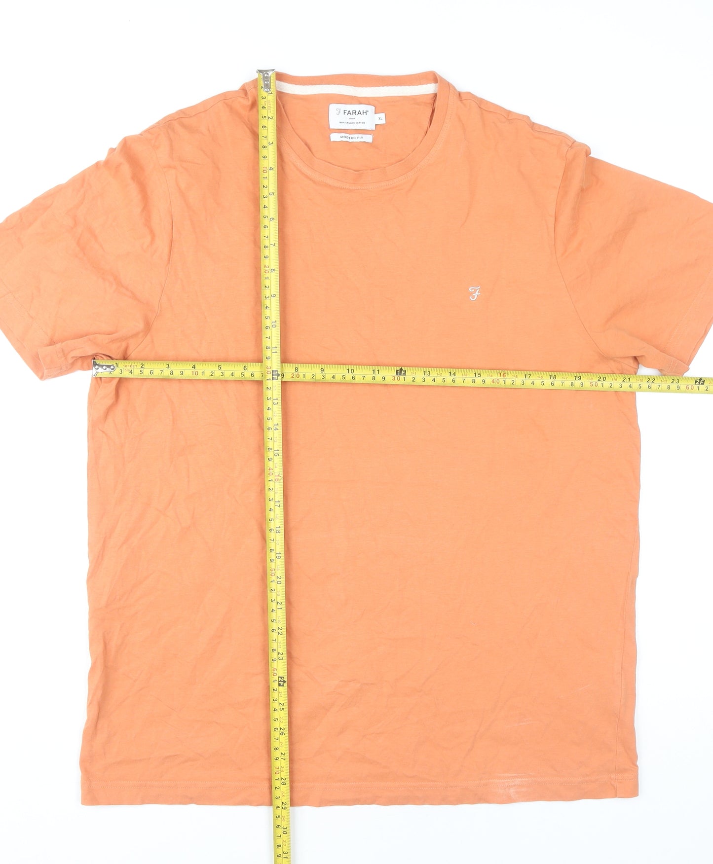 Farah Men’s Orange XL Organic Cotton Modern Fit T-Shirt