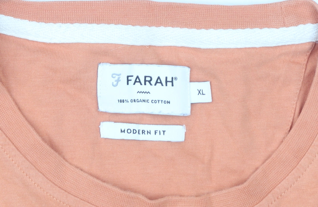 Farah Men’s Orange XL Organic Cotton Modern Fit T-Shirt