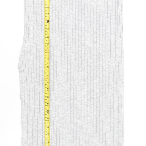 ASOS Women’s Grey Ribbed Knit Midi Straight Skirt Size 8 High Rise Stretch