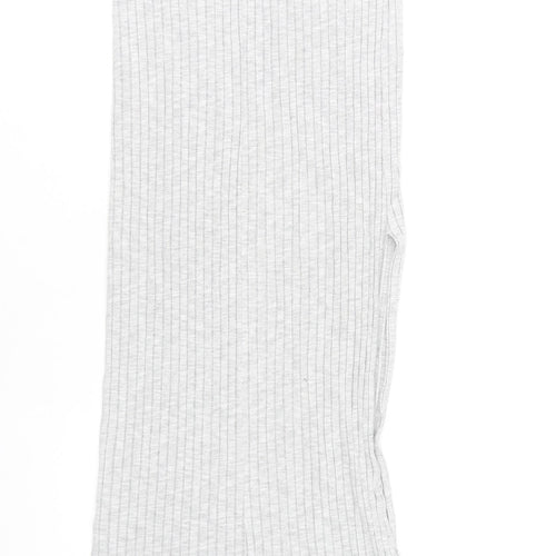 ASOS Women’s Grey Ribbed Knit Midi Straight Skirt Size 8 High Rise Stretch
