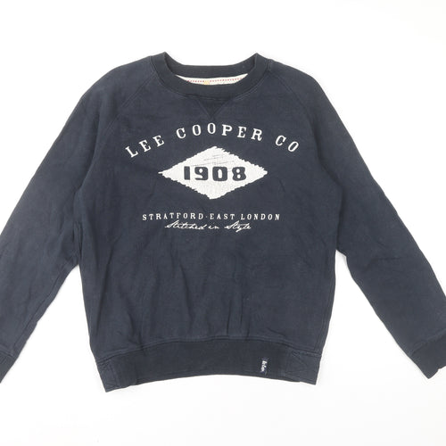 Lee Cooper Men’s Blue Small Pullover Sweatshirt Crew Neck Fleece Logo