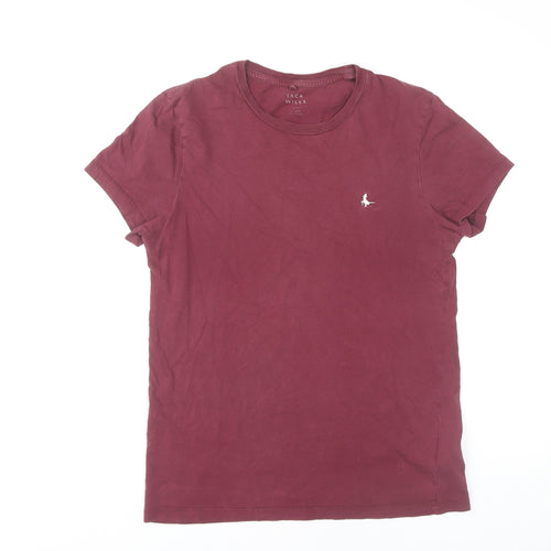 Jack Wills Men's Red Cotton Crew Neck Short Sleeve T-Shirt S