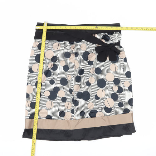 James Lakeland Women's Black Beige Polka Dot Pencil Skirt Size 14