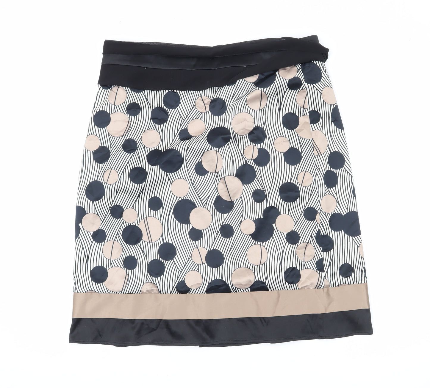James Lakeland Women's Black Beige Polka Dot Pencil Skirt Size 14
