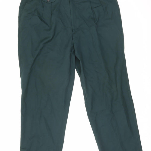 Oakman Men’s Green 42in Pleated Front Straight Leg Trousers