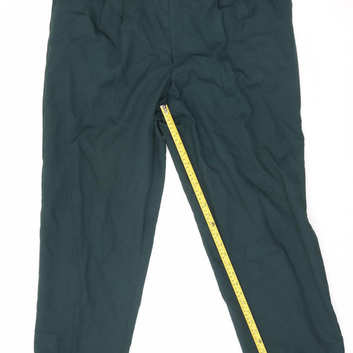 Oakman Men’s Green 42in Pleated Front Straight Leg Trousers