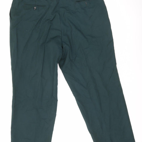 Oakman Men’s Green 42in Pleated Front Straight Leg Trousers