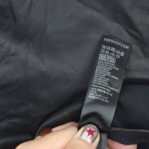 Topshop Women’s Black Faux Leather Slip Dress UK 8 Partywear