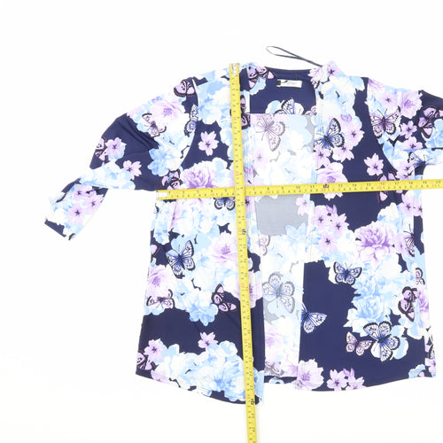 BHS Women’s Petite Multicoloured Butterfly Floral Kimono Blouse Size 12