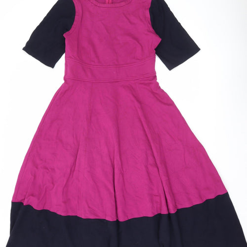 John Lewis Women’s Pink Colourblock Fit & Flare Dress Size 12
