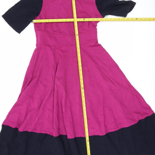 John Lewis Women’s Pink Colourblock Fit & Flare Dress Size 12