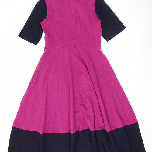 John Lewis Women’s Pink Colourblock Fit & Flare Dress Size 12