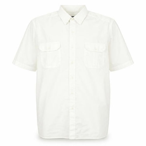 EXCELLENT Mens Ivory Short Sleeve Button-Up Shirt L Summer Casual