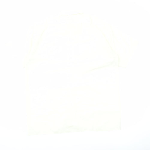EXCELLENT Mens Ivory Short Sleeve Button-Up Shirt L Summer Casual