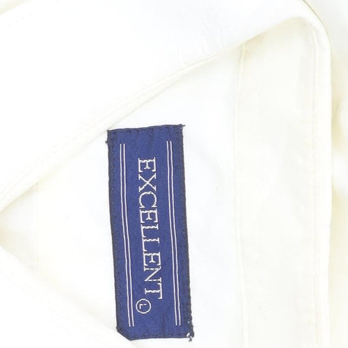 EXCELLENT Mens Ivory Short Sleeve Button-Up Shirt L Summer Casual