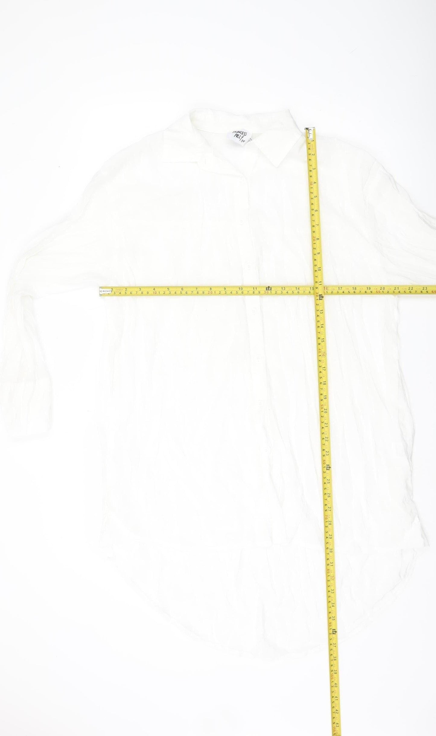 Princess Polly Women’s White Size 8 Collared Button-Up Long Sleeve Shirt