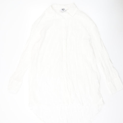 Princess Polly Women’s White Size 8 Collared Button-Up Long Sleeve Shirt