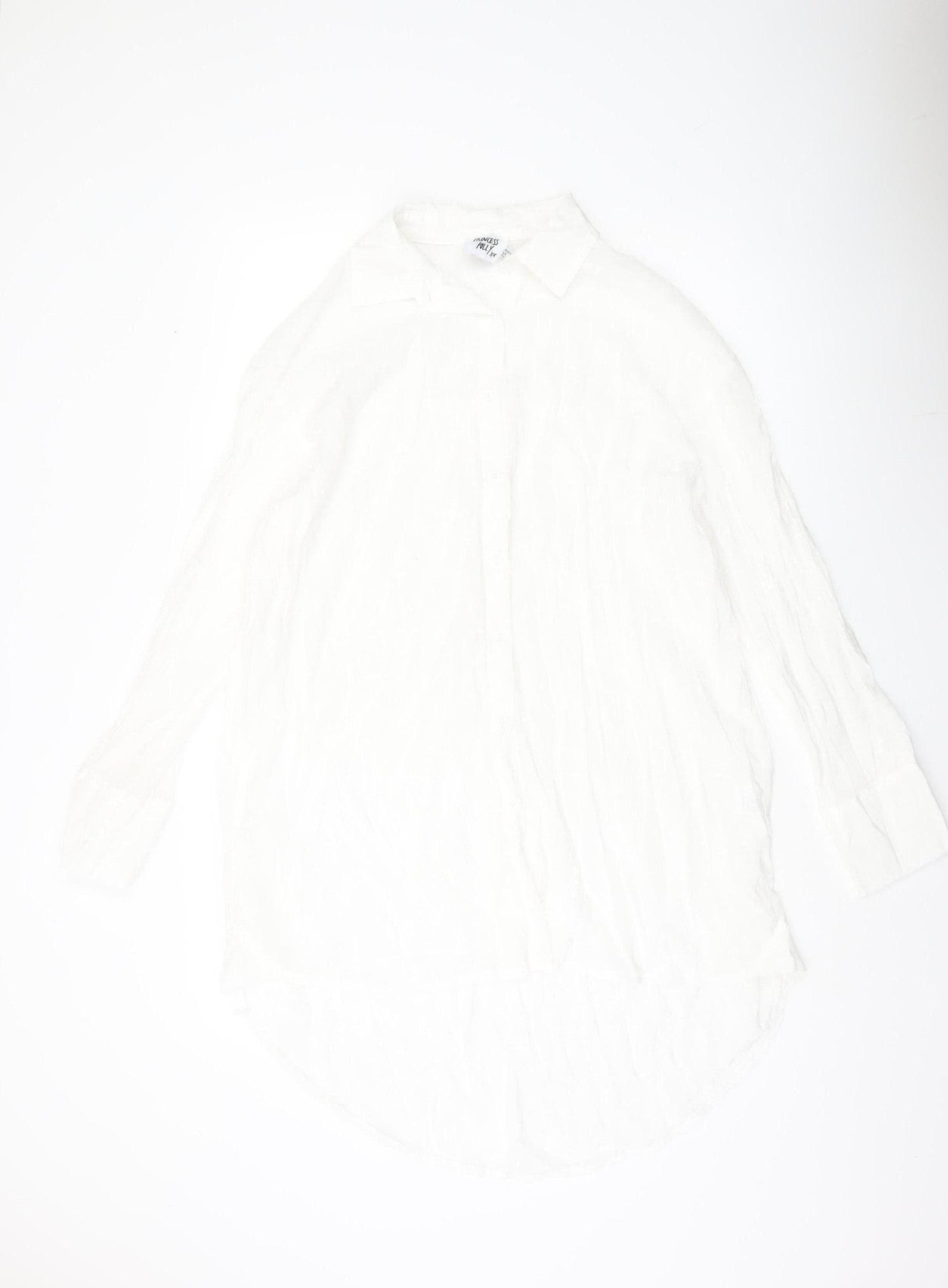 Princess Polly Women’s White Size 8 Collared Button-Up Long Sleeve Shirt
