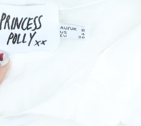 Princess Polly Women’s White Size 8 Collared Button-Up Long Sleeve Shirt
