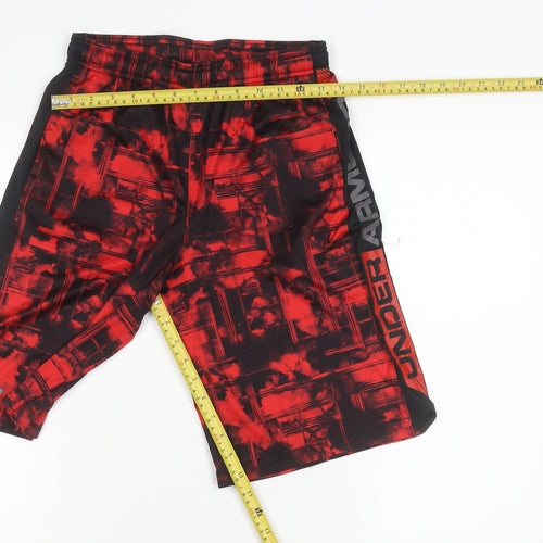 Under Armour Boys Red Athletic Shorts L Elastic Waist Mesh Sports