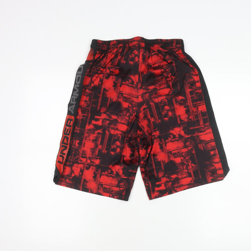 Under Armour Boys Red Athletic Shorts L Elastic Waist Mesh Sports