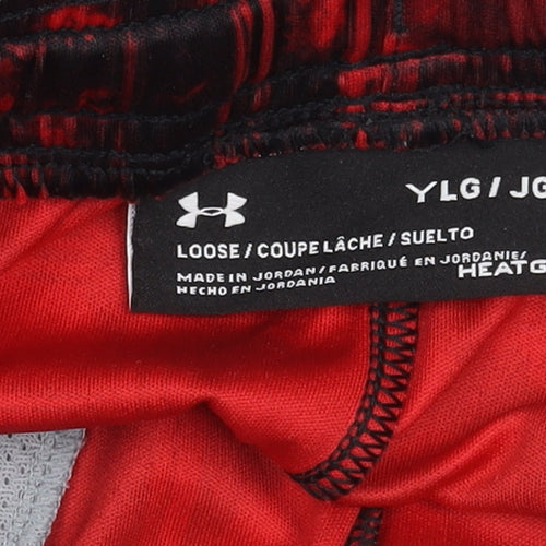 Under Armour Boys Red Athletic Shorts L Elastic Waist Mesh Sports