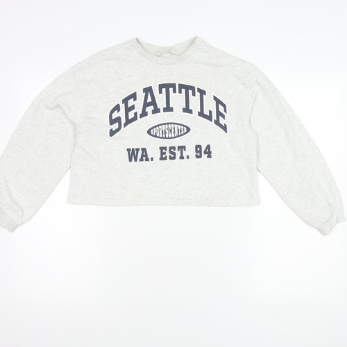 H&M Girls Grey Seattle Print Pullover Sweatshirt - 11 Years