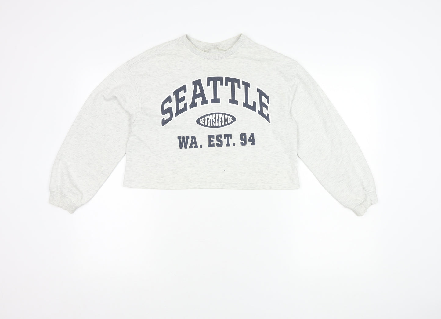 H&M Girls Grey Seattle Print Pullover Sweatshirt - 11 Years