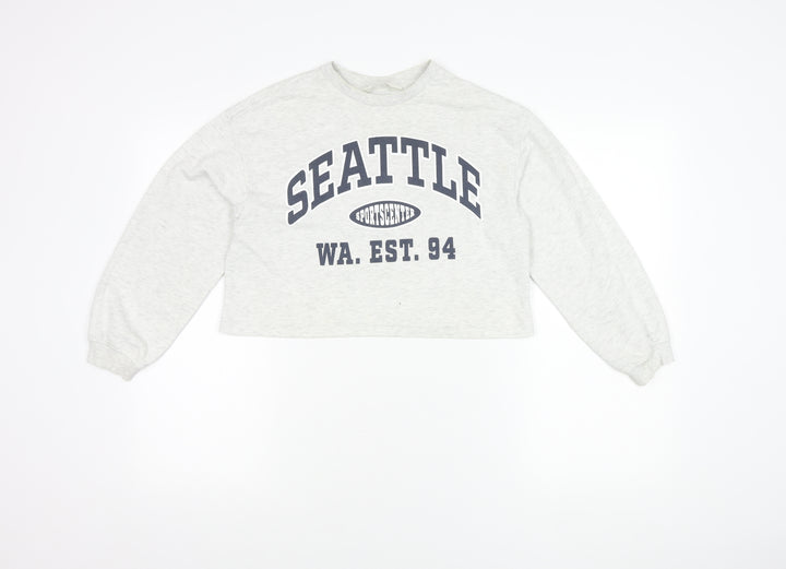 H&M Girls Grey Seattle Print Pullover Sweatshirt - 11 Years