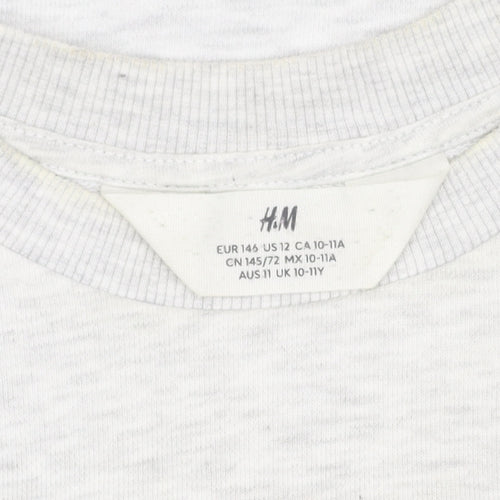 H&M Girls Grey Seattle Print Pullover Sweatshirt - 11 Years