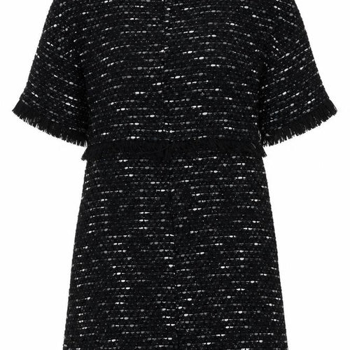 Zara Woman Black Tweed Shift Dress Women XS Fringe Knee Length