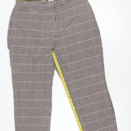 Marks and Spencer Women’s Multicoloured Check Wool Blend Straight Trousers Size 16