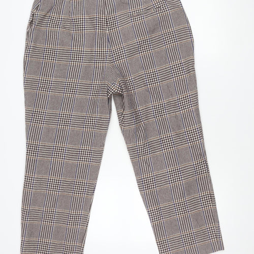 Marks and Spencer Women’s Multicoloured Check Wool Blend Straight Trousers Size 16