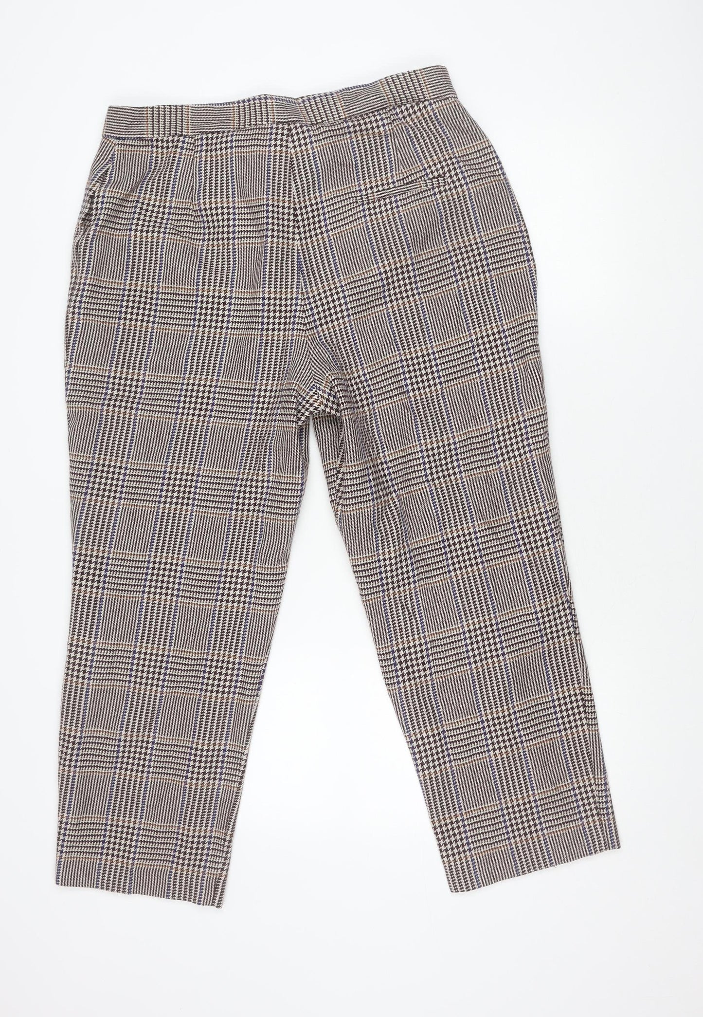 Marks and Spencer Women’s Multicoloured Check Wool Blend Straight Trousers Size 16