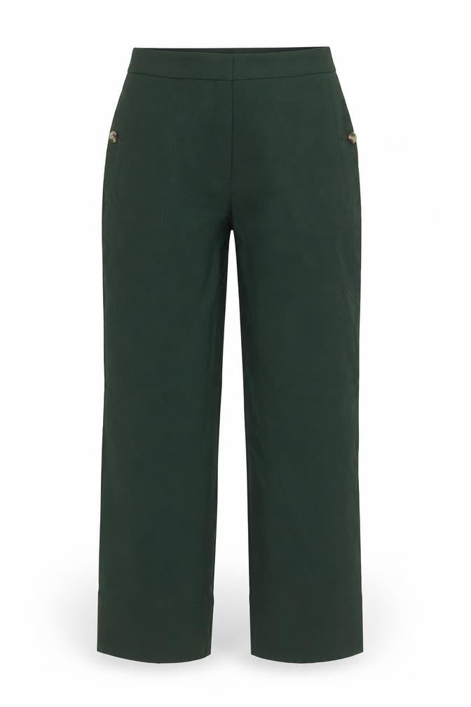 Front view of The Evie Women's Green, size 8, Straight Leg Trousers