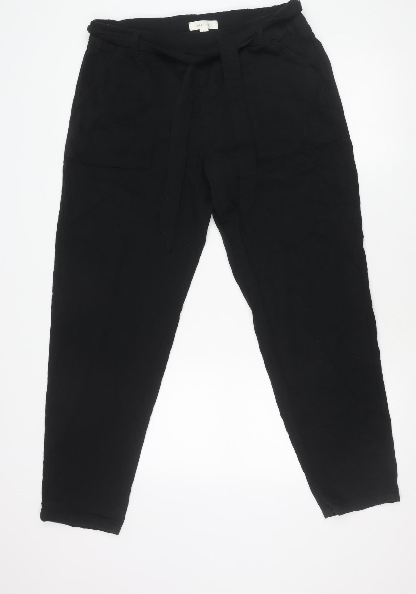 Marks and Spencer Women’s Black Cotton Tapered Trousers Size 16