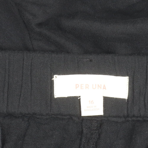 Marks and Spencer Women’s Black Cotton Tapered Trousers Size 16