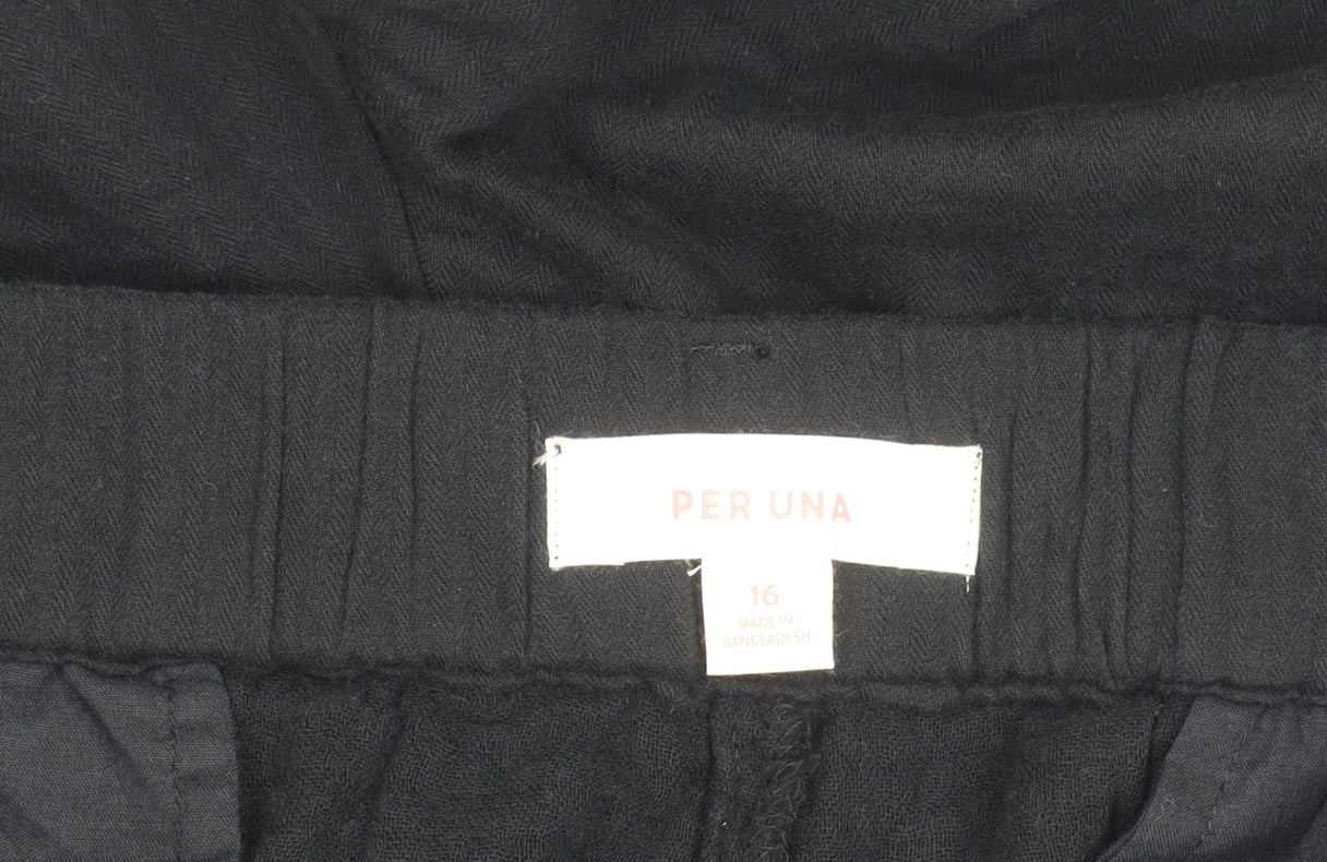 Marks and Spencer Women’s Black Cotton Tapered Trousers Size 16