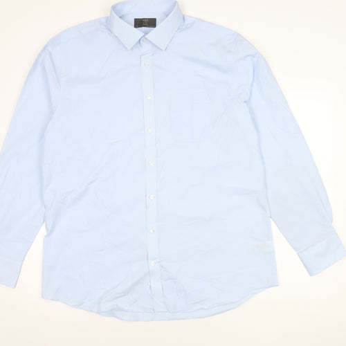 Marks and Spencer Men's Blue 17.5in Tailored Long Sleeve Shirt