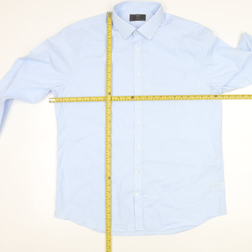 Marks and Spencer Men's Blue 17.5in Tailored Long Sleeve Shirt