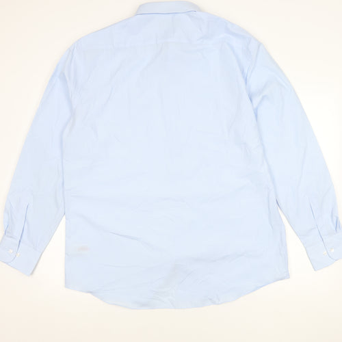 Marks and Spencer Men's Blue 17.5in Tailored Long Sleeve Shirt