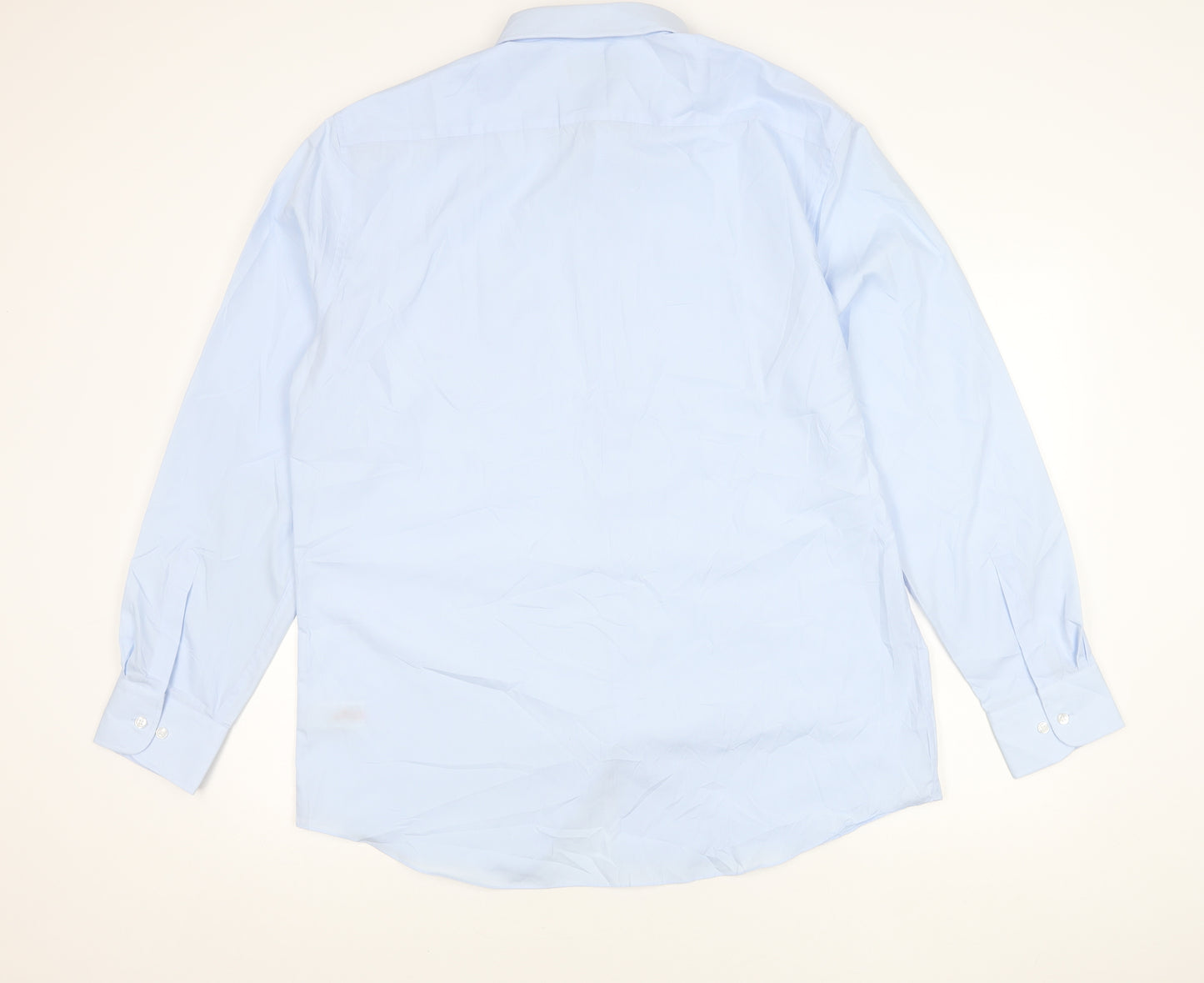 Marks and Spencer Men's Blue 17.5in Tailored Long Sleeve Shirt