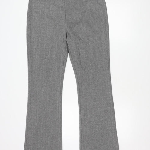 Marks and Spencer Women's Grey Herringbone Straight Trousers Size 16