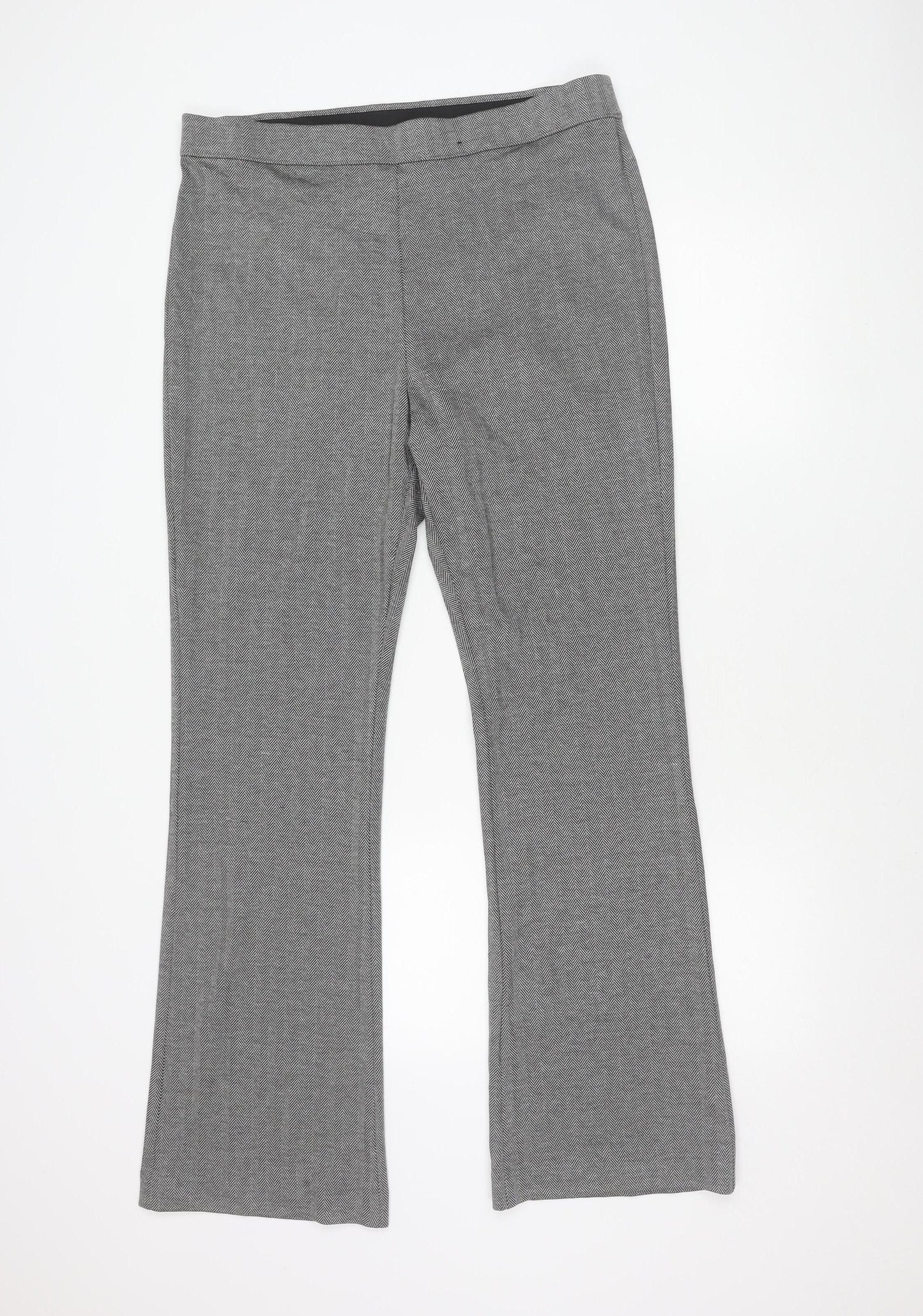 Marks and Spencer Women's Grey Herringbone Straight Trousers Size 16