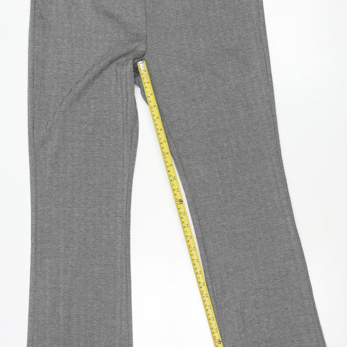 Marks and Spencer Women's Grey Herringbone Straight Trousers Size 16